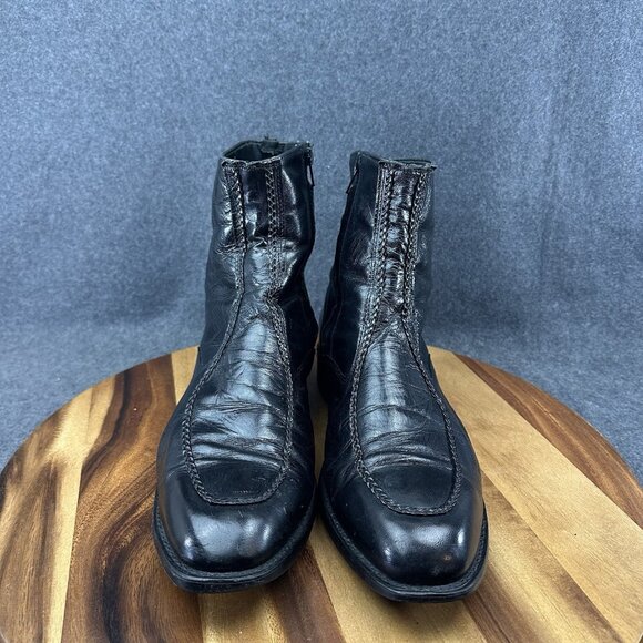 VTG Dingo Size 13D Black Leather Side Zip Ankle Shoes Dress Boots 4450 - Picture 4 of 13